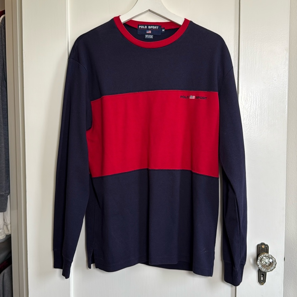 Vintage 90s Polo Sport Ralph Lauren Colorblock Shirt Men’s Medium